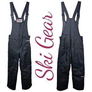 SKI GEAR BLACK YOUTH SKI BIB ONE PIECE UNISEX, SIZE SMALL